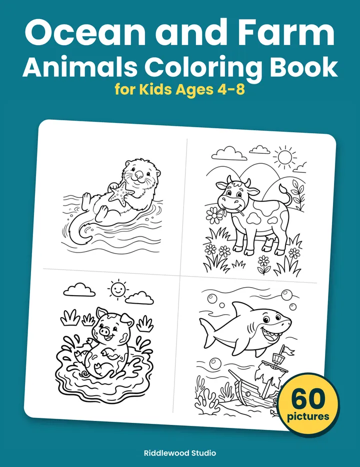 Cover of Ocean Animals Coloring Book for Kids Ages 4-8
