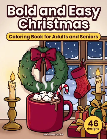 Cover of Bold and Easy Christmas Coloring Book for Adults and Seniors (coming soon)