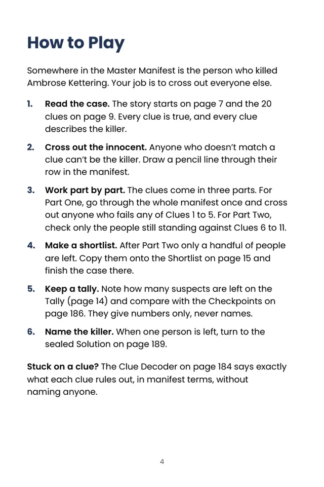 A sample page from inside The Midnight Manifest