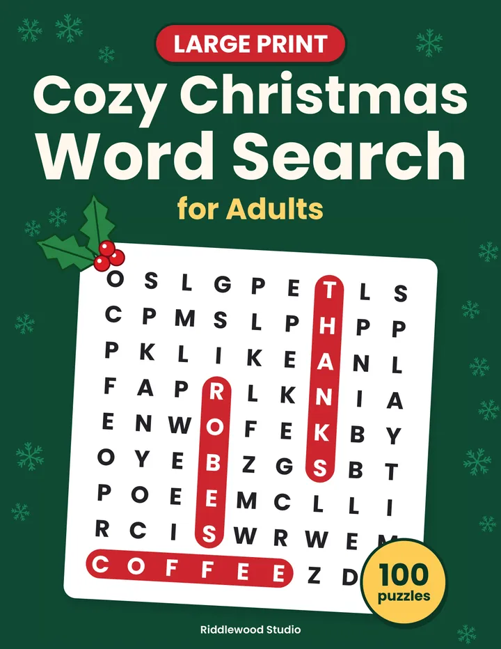 Cover of Cozy Christmas Word Search for Adults
