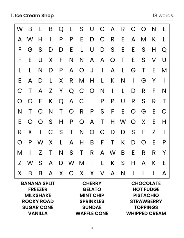 A sample page from inside Large Print Word Search for Adults